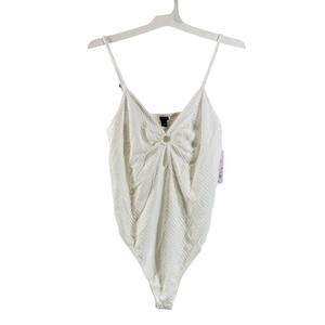 Wild Fable Women's Spaghetti Strap Cut Out Bodysuit, White, Size XXL, NWT